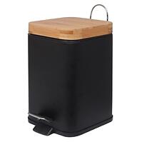 Papírkosár Sido-Blk fekete/bambusz/négyzet