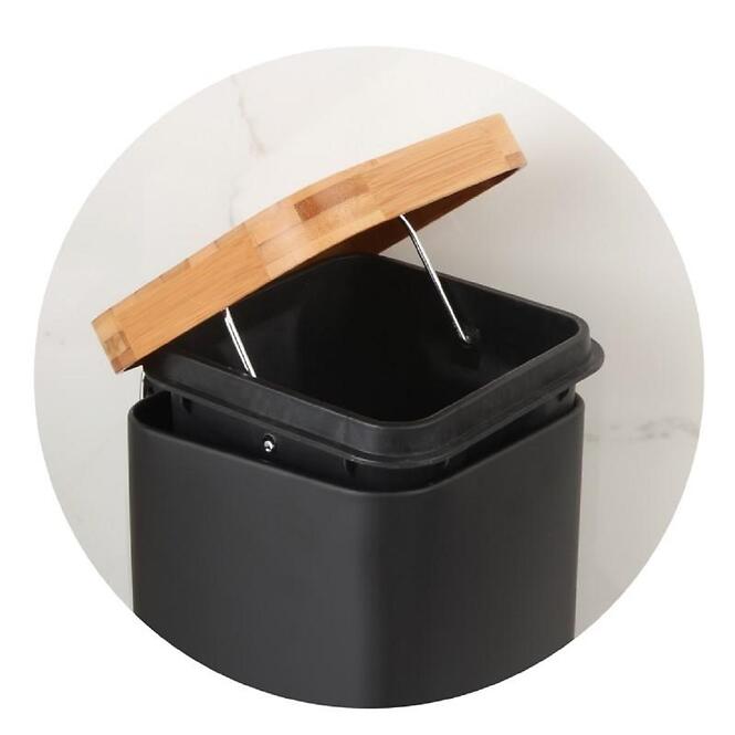 Papírkosár Sido-Blk fekete/bambusz/négyzet,3