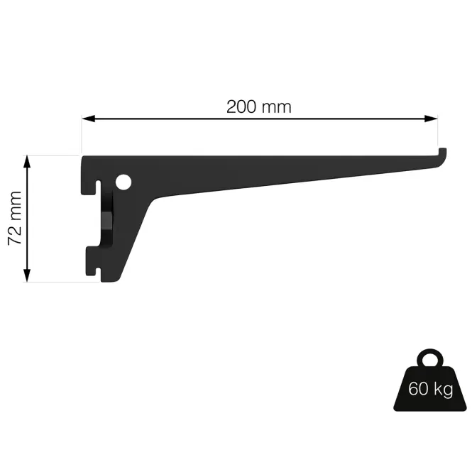 Tartó 200 mm fekete matt