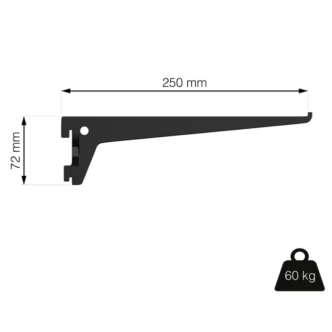 Tartó 250 mm fekete matt,3