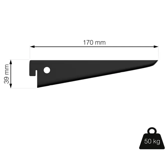 U-tartó 170 mm fekete matt