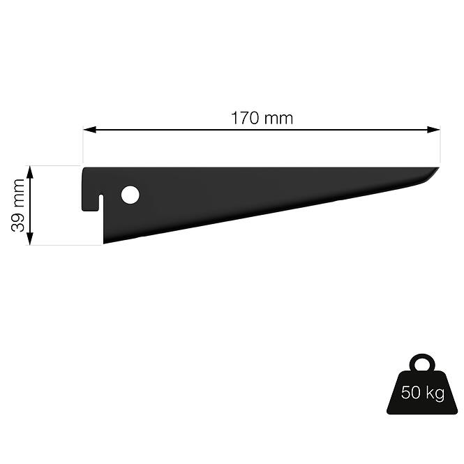 U-tartó 170 mm fekete matt,3