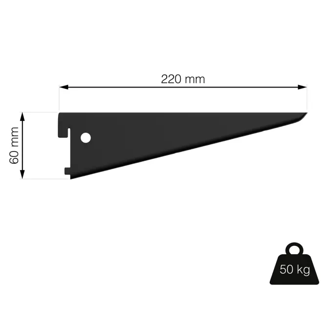 U-tartó 220 mm fekete matt