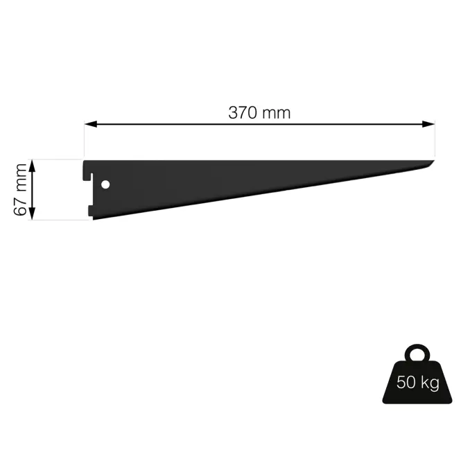 U-tartó 370 mm fekete matt