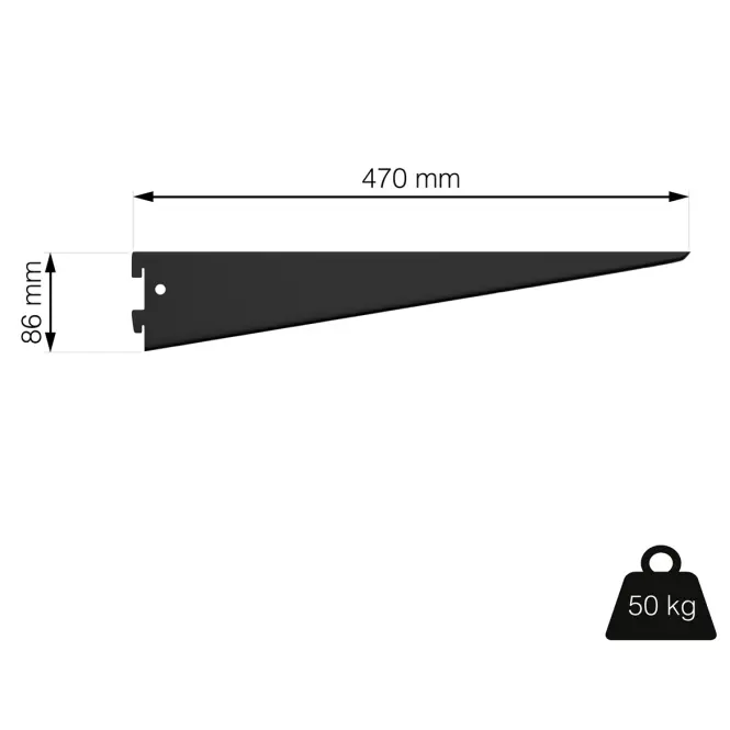 U-tartó 470 mm fekete matt