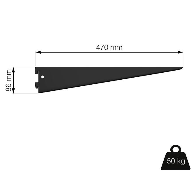 U-tartó 470 mm fekete matt