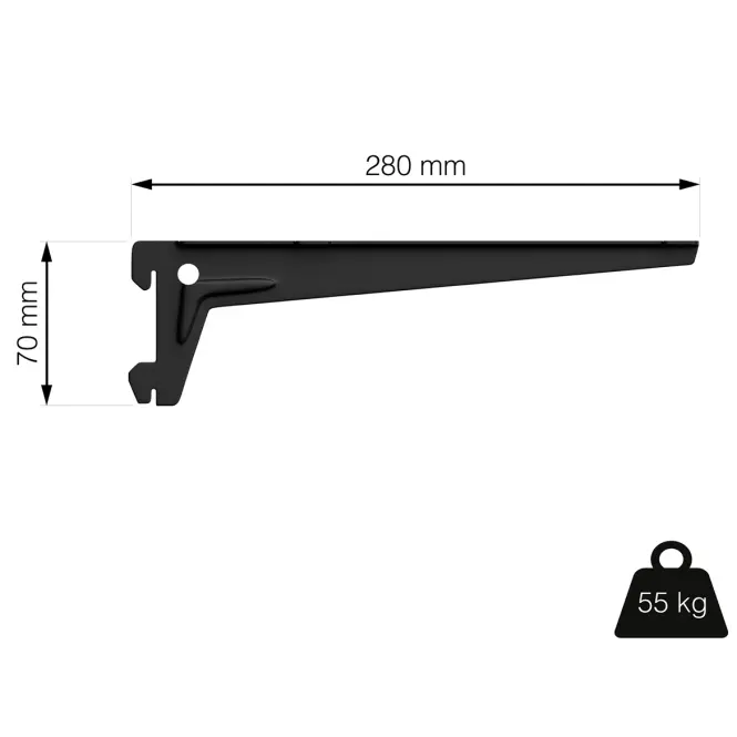 Oldalsó tartó 280 mm fekete matt 1 pár