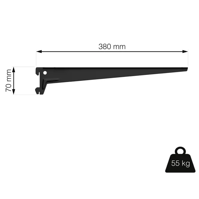 Oldalsó tartó 380 mm fekete matt 1 pár