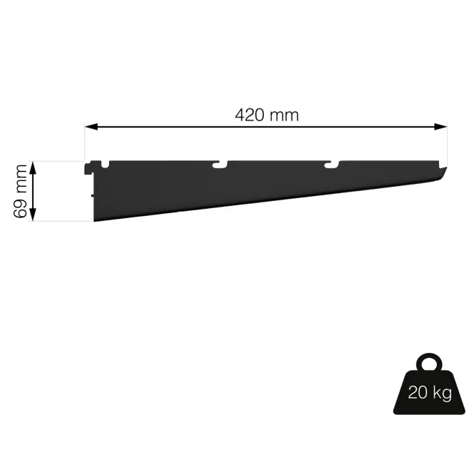 Tartó drótpolcokhoz 420 mm 20 kg fekete matt,3