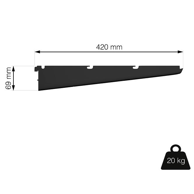 Tartó drótpolcokhoz 420 mm 20 kg fekete matt,3