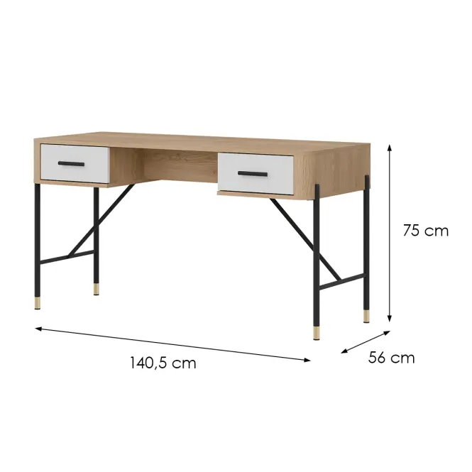 Íróasztal Dante Dt23 Cremona Tölgy/Fehér,7