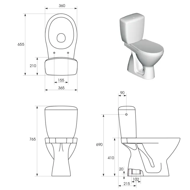 WC kombinált Kaskada 207 Wc ülőke