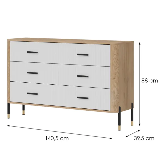 Komód Dante Dt04  Dąb Cremona/Fehér