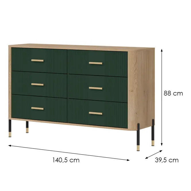 Komód Dante Dt04  Dąb Cremona/Zöld,7