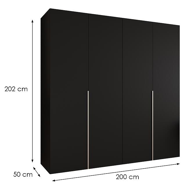 Szekrény Alicante I 200 fekete/ezüst,2