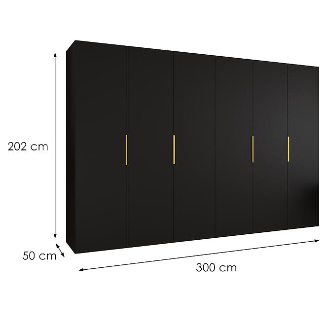 Szekrény Marbella I 300 fekete/arany,2