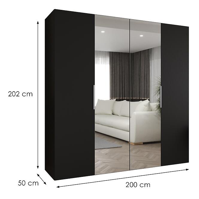 Szekrény Marbella II 200 fekete/ezüst