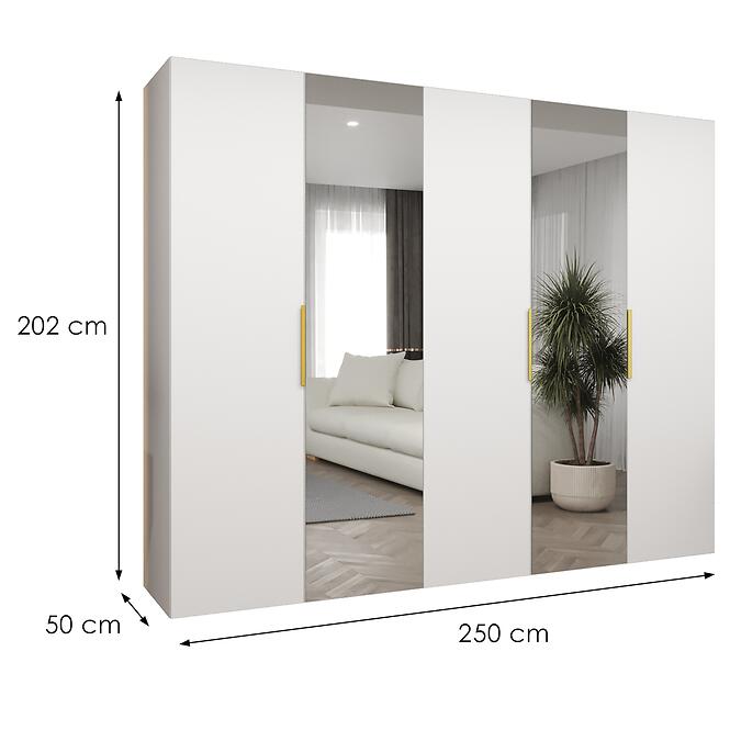 Szekrény Marbella II 250 fehér/arany