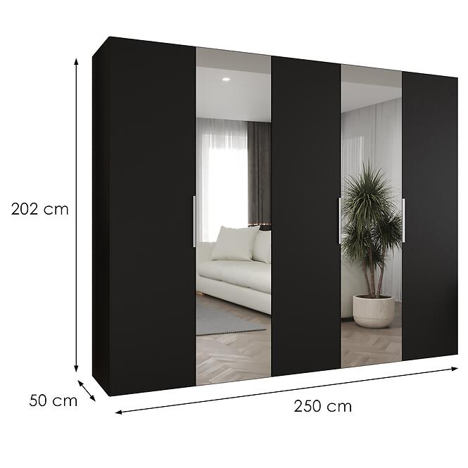 Szekrény Marbella II 250 fekete/ezüst