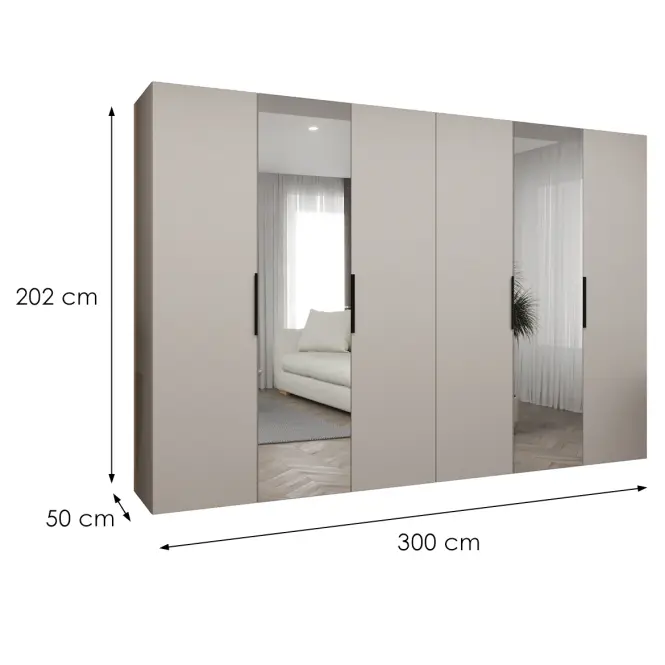 Szekrény Marbella II 300 kasmír/fekete