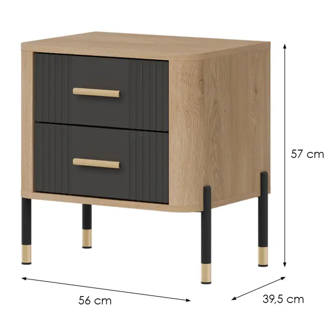 Éjjeliszekrény Dante Dt21 Cremona Tölgy/ Antracit,7