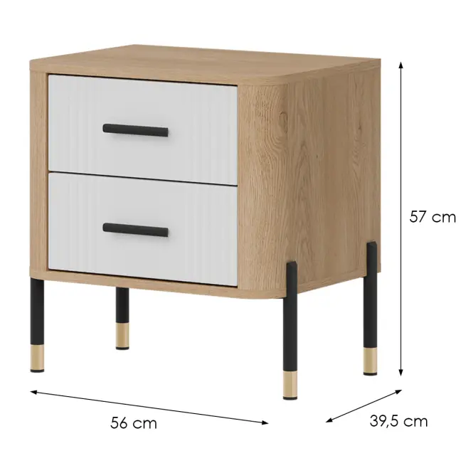 Éjjeliszekrény Dante Dt21cremona Tölgy/Fehér,7