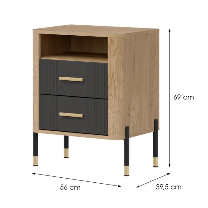 Éjjeliszekrény Dante Dt22 Cremona Tölgy/ Antracit,7