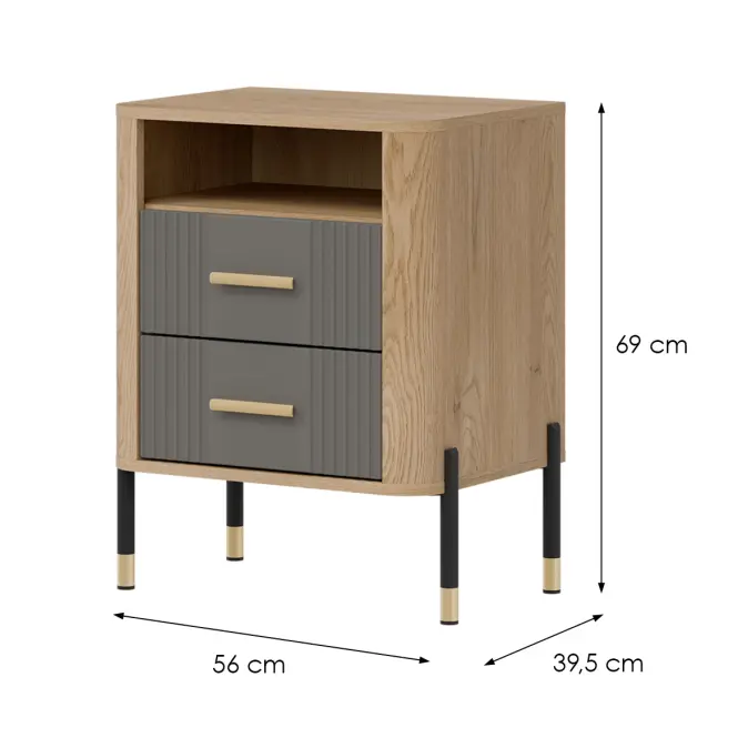 Éjjeliszekrény Dante Dt22 Cremona Tölgy/Szürke,7