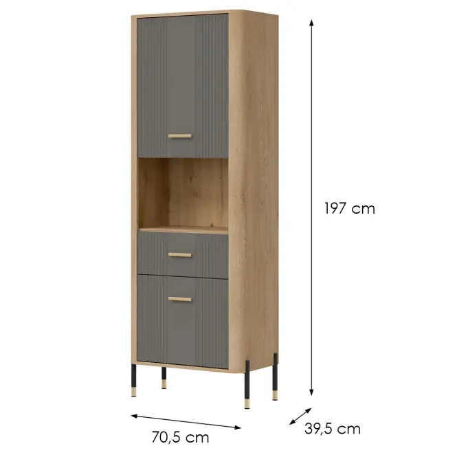 Regál Dante L/P Dt15 Tölgy Cremona/Szürke,7