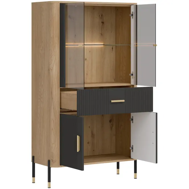 Vitrin Alacsony Dante Dt12 Tölgy Cremona/Antracit,6