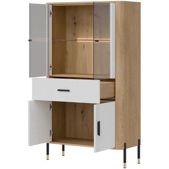 Vitrin Alacsony Dante Dt12 Tölgy Cremona/Fehér