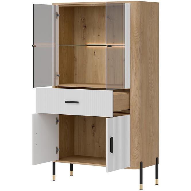 Vitrin Alacsony Dante Dt12 Tölgy Cremona/Fehér