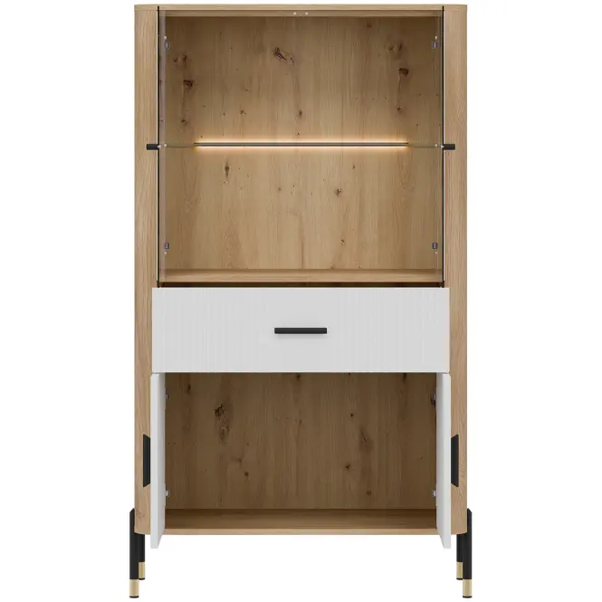 Vitrin Alacsony Dante Dt12 Tölgy Cremona/Fehér