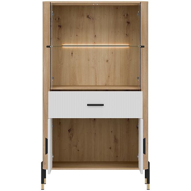 Vitrin Alacsony Dante Dt12 Tölgy Cremona/Fehér