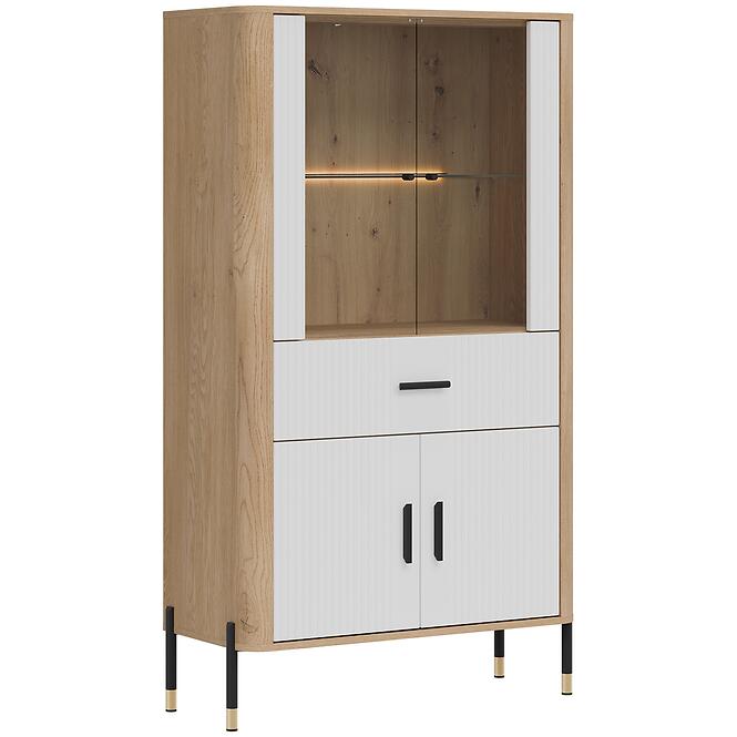 Vitrin Alacsony Dante Dt12 Tölgy Cremona/Fehér
