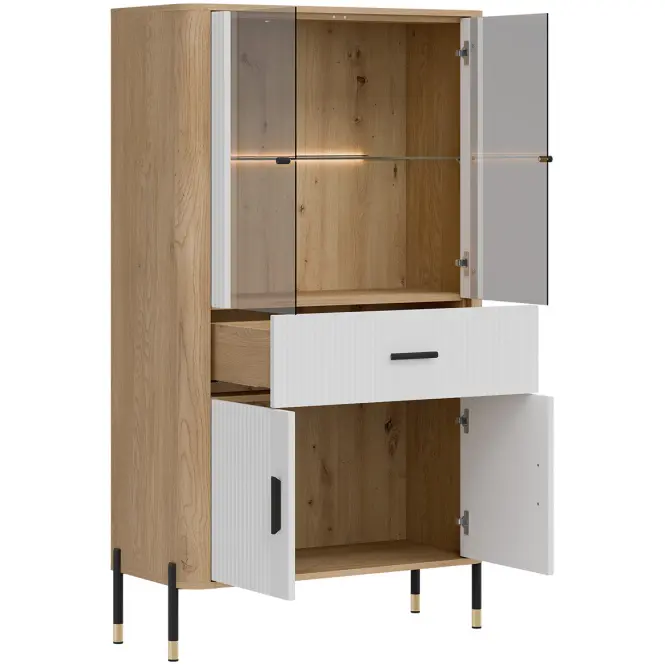 Vitrin Alacsony Dante Dt12 Tölgy Cremona/Fehér