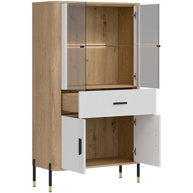 Vitrin Alacsony Dante Dt12 Tölgy Cremona/Fehér