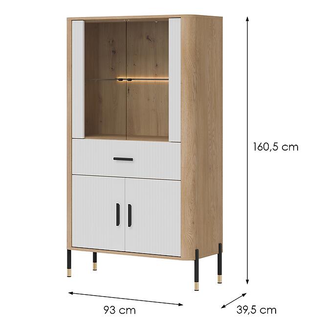 Vitrin Alacsony Dante Dt12 Tölgy Cremona/Fehér