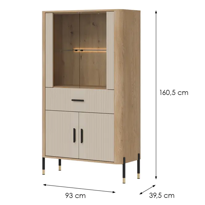 Vitrin Alacsony Dante Dt12 Tölgy Cremona/Kasmír