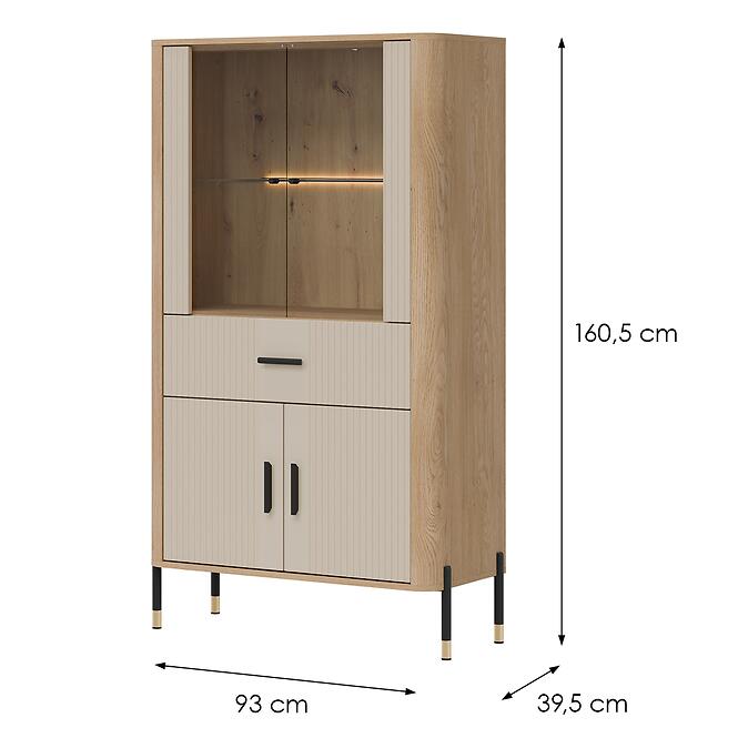 Vitrin Alacsony Dante Dt12 Tölgy Cremona/Kasmír