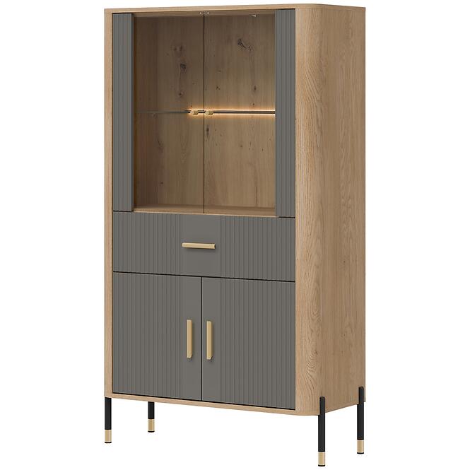 Vitrin Alacsony Dante Dt12 Tölgy Cremona/Szürke