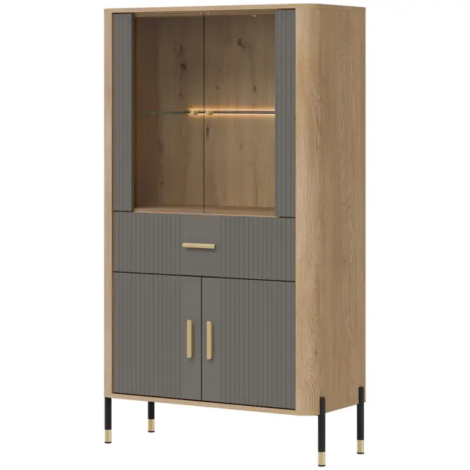 Vitrin Alacsony Dante Dt12 Tölgy Cremona/Szürke