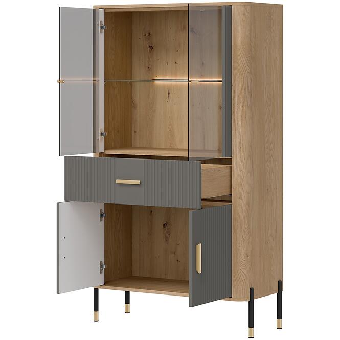 Vitrin Alacsony Dante Dt12 Tölgy Cremona/Szürke