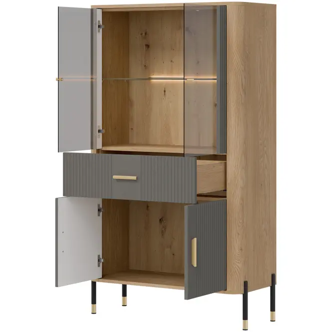 Vitrin Alacsony Dante Dt12 Tölgy Cremona/Szürke,2