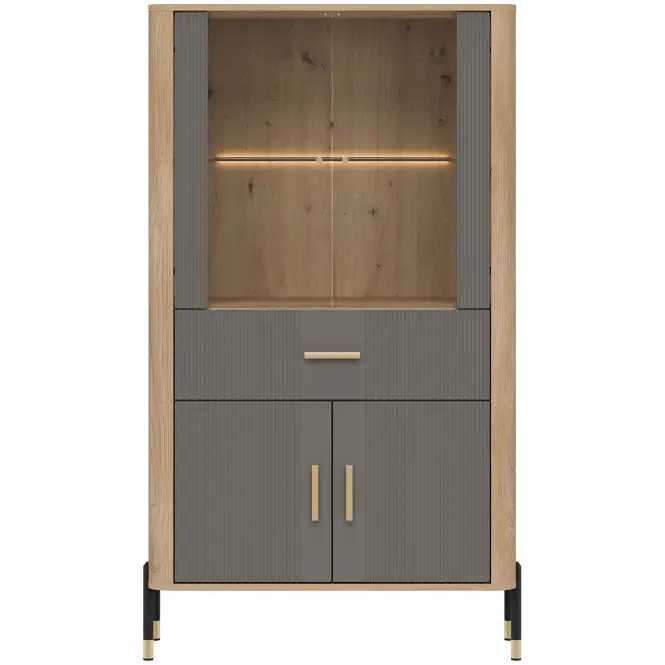 Vitrin Alacsony Dante Dt12 Tölgy Cremona/Szürke