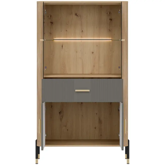 Vitrin Alacsony Dante Dt12 Tölgy Cremona/Szürke