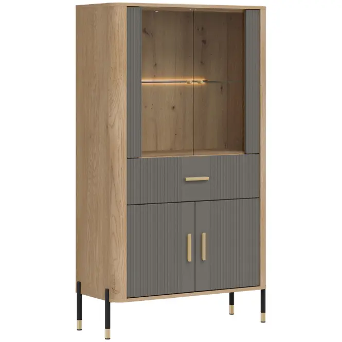 Vitrin Alacsony Dante Dt12 Tölgy Cremona/Szürke