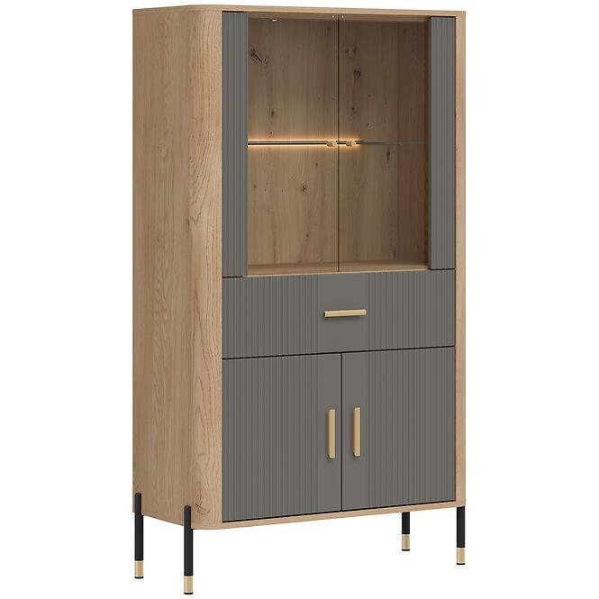 Vitrin Alacsony Dante Dt12 Tölgy Cremona/Szürke