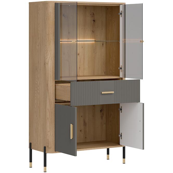 Vitrin Alacsony Dante Dt12 Tölgy Cremona/Szürke
