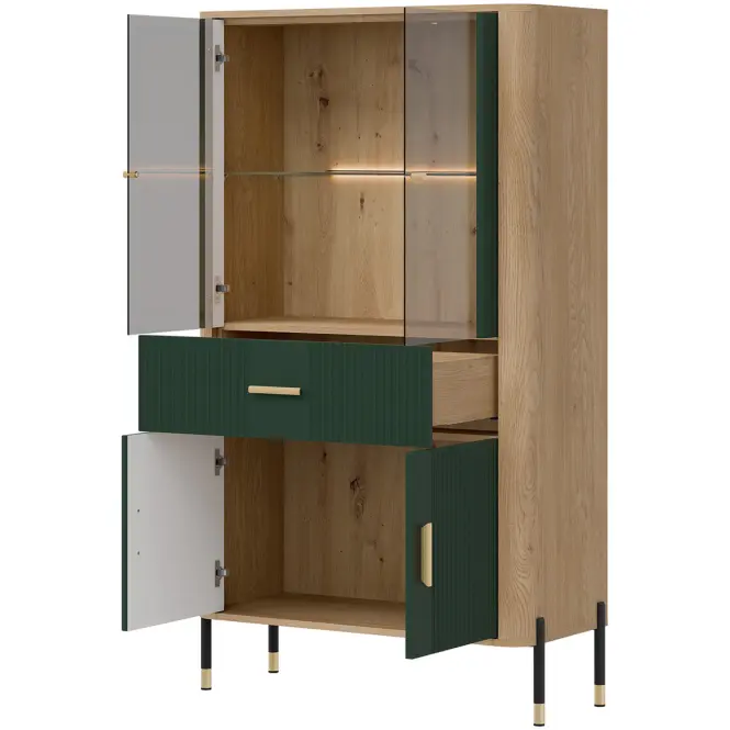 Vitrin Alacsony Dante Dt12 Tölgy Cremona/Zöld
